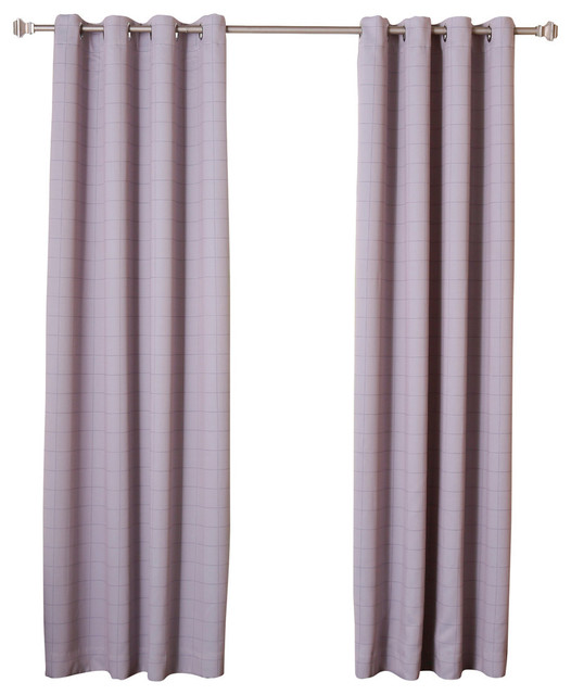 Plaid 2-Tone Plaid Curtains, Pair, Lilac, 96"
