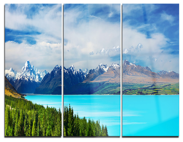 "Mount Cook New Zealand Landscape" Photo Metal Wall Art, 3 Panels, 36