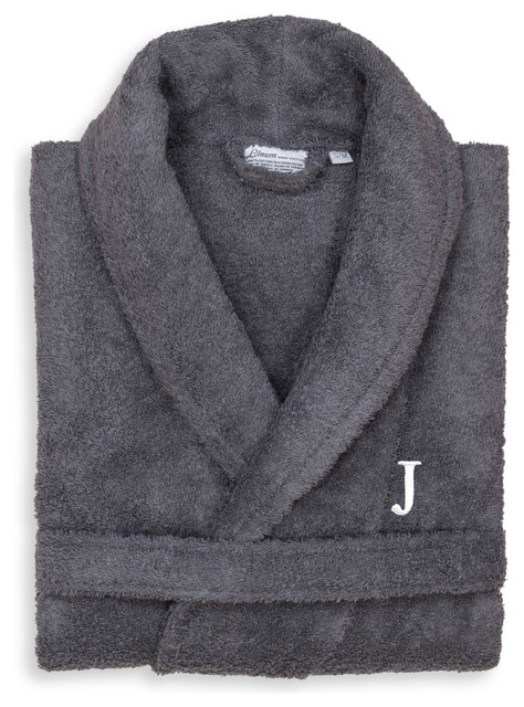 Personalized Gray Terry Bathrobe, Large/Extra Large, J