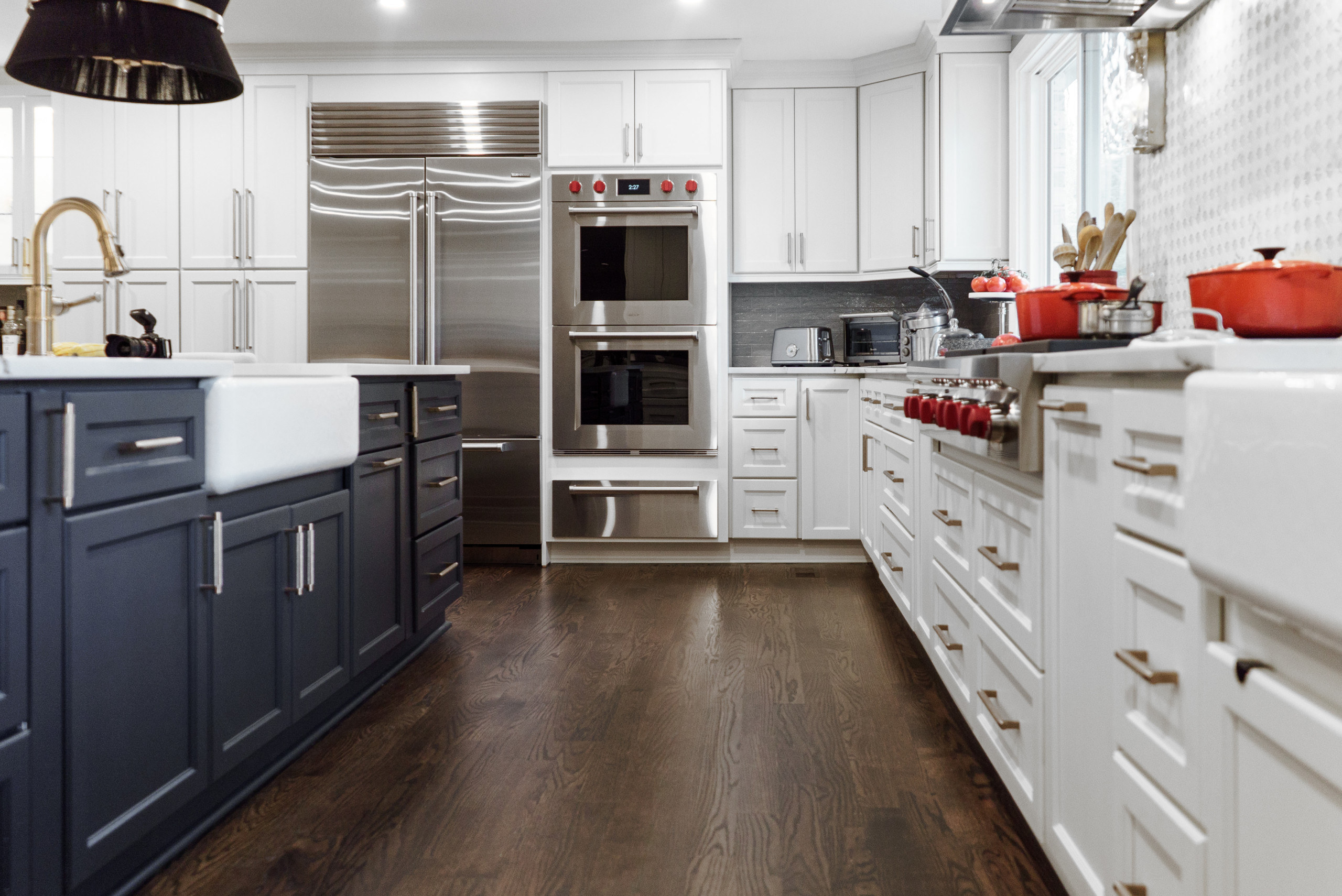 DUNWOODY Transitional kitchenw with Black and brass accents