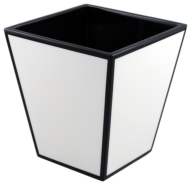 White and Black Lacquer Waste Basket Contemporary Wastebaskets by