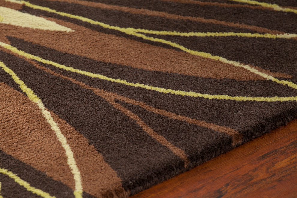 Dharma HandTufted Contemporary Rug, Rectangular Brown/Green 5'x7'6", 5