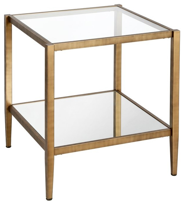 Henn Hart Metal Hollywood Glam Side Table In Antique Brass With Mirrored Shelf Contemporary Tables And End By Beyond S - Ambre Marble And Metal Coffee Table Henn Hart Metal Hollywood Glam Side Table In Antique Brass With Mirrored Shelf Contemporary Tables And End By Beyond S - Ambre Marble And Metal Coffee Table