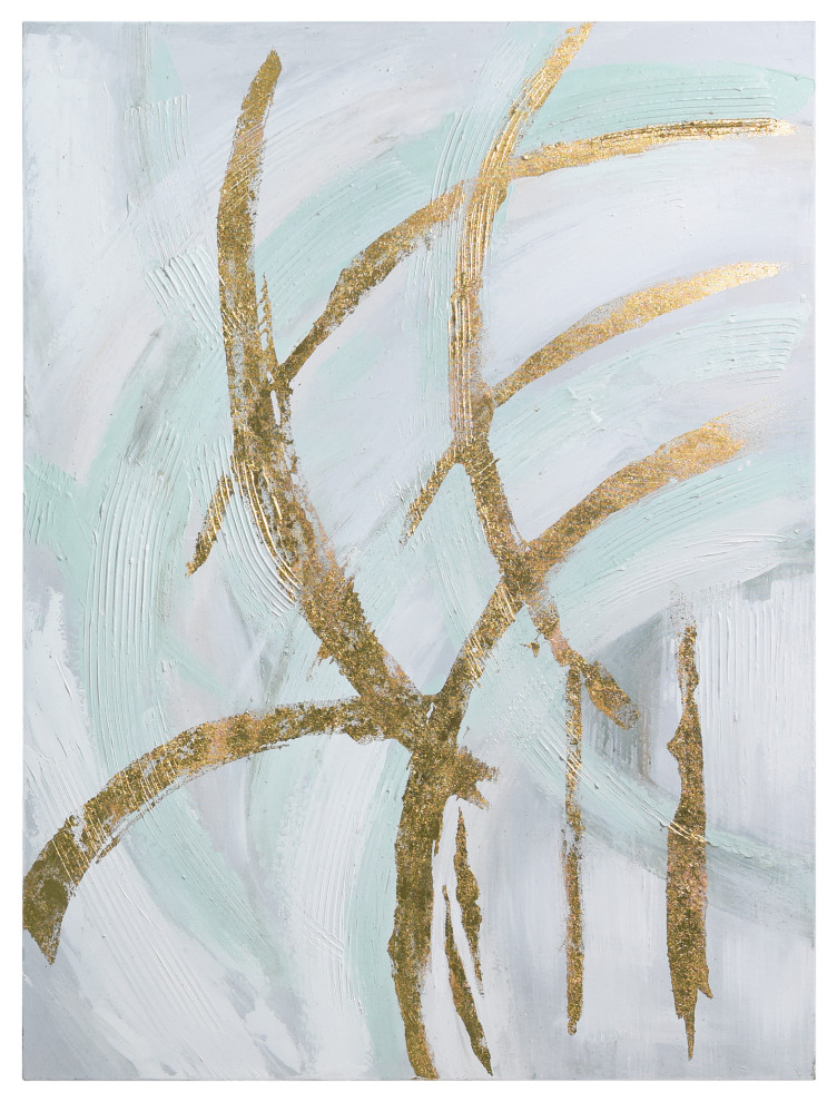 Golden Streaks Textured Metallic Hand Painted Wall Art by Martin