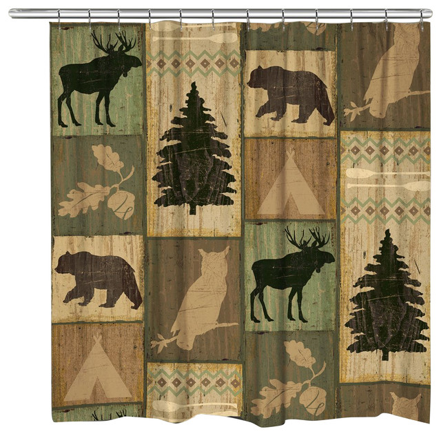 Laural Home Gone Camping Shower Curtain Rustic Curtains Laural Home Gone Camping Shower Curtain Rustic Curtains By