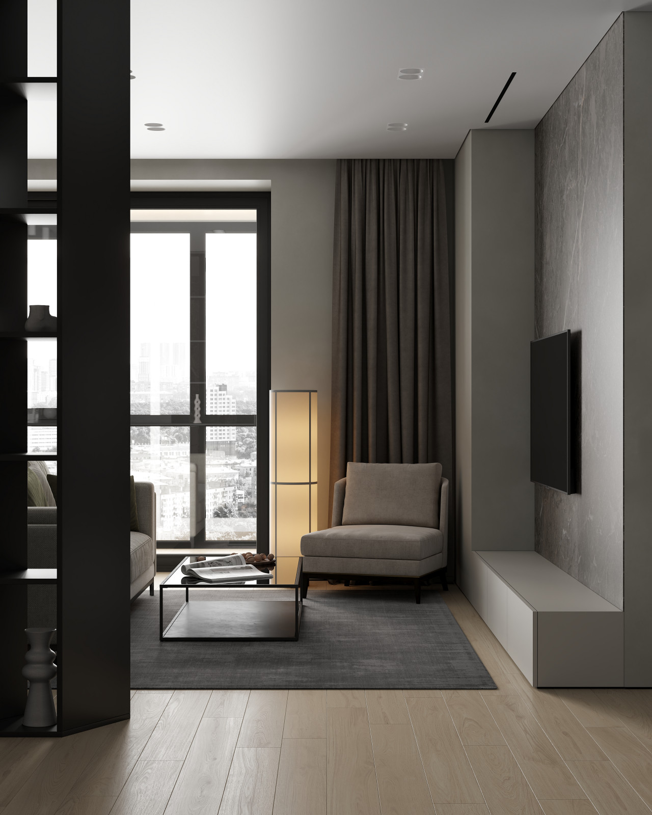 ЖК «Зенит», современный интерьер квартиры, построенный на контрастах