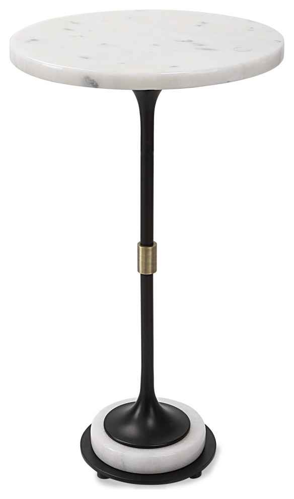 Sentry White Marble Accent Table Transitional Side Tables And End