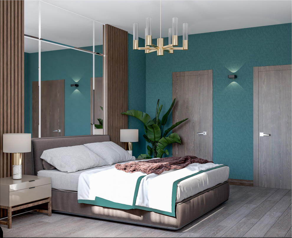 This is an example of a modern bedroom in Moscow.