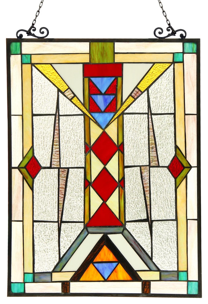 WARREN, Tiffanyglass Window Panel, 17.5x25 Craftsman Stained Glass