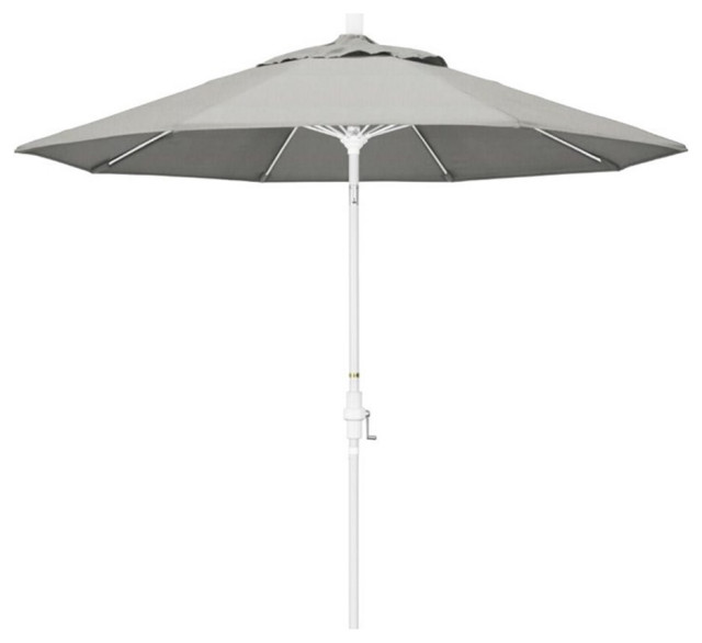 Pemberly Row Skye 9' White Patio Umbrella in Sunbrella 1A Granite