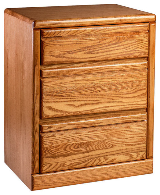 Bullnose Oak 3 Drawer Nightstand