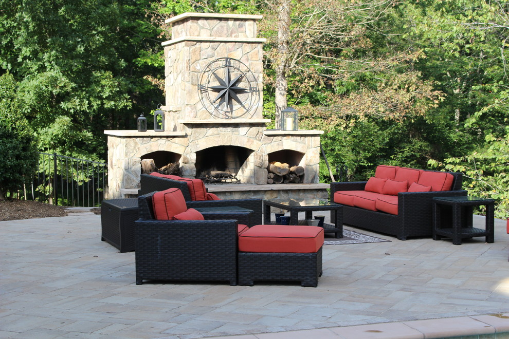 Patio - mid-sized rustic backyard concrete paver and rectangular natural patio idea in DC Metro