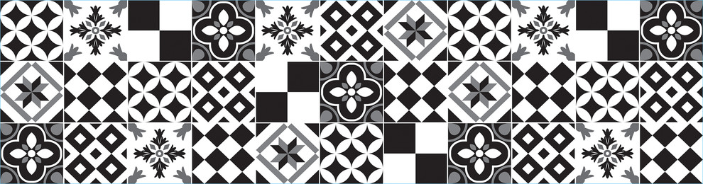 Black and White Azulejos Peel and Stick Backsplash