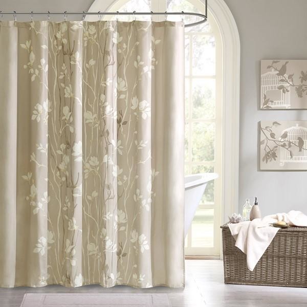 Madison Park Essentials Shower Curtain With Taupe Finish MPE70036