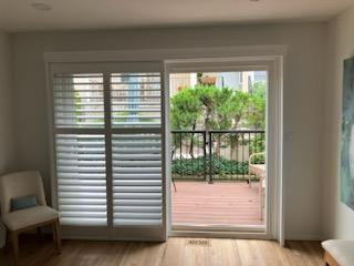 PLANTATION SHUTTERS FOR SLIDING GLASS DOORS