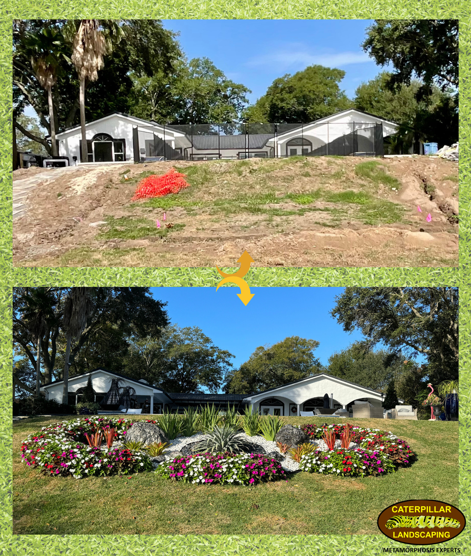 Before and After Rock Garden and Flower beds