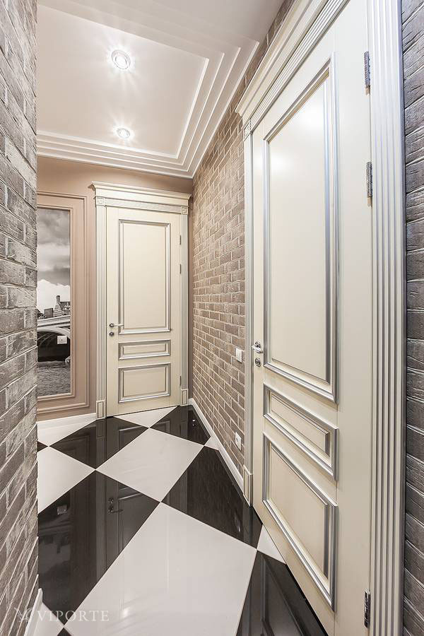 Дверь из массива бука Рим в интерьере "В тауповых тонах"