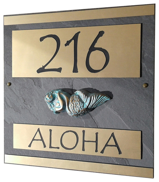 Coastal Mermaid Home Address Plaque Tropical House Numbers Beach