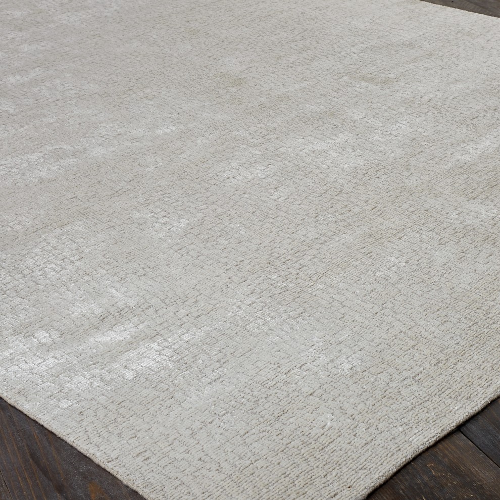 Renzo Handmade Platinum Area Rug,OffWhite 9'6" x 13' Contemporary