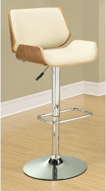 Bowery Hill Faux Leather Bar Stool Chair in Cream - Rotating Saddle ...