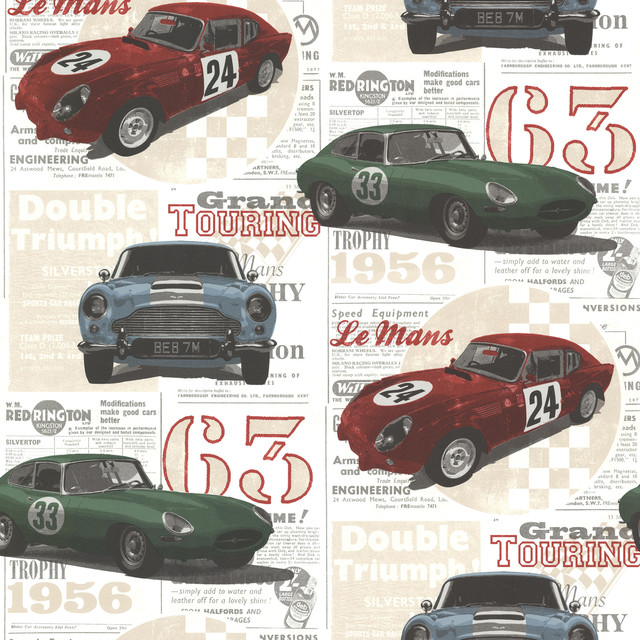 Road Trip Multicolor Antique Cars Wallpaper Bolt