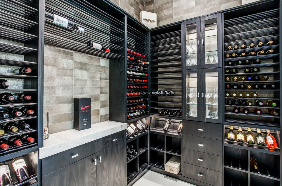 Example of a minimalist wine cellar design in Other