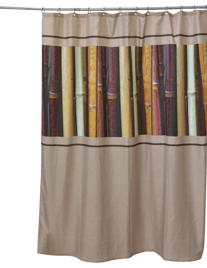 Printed Shower Curtain Design Java, Brown Mosaic Shower Curtain