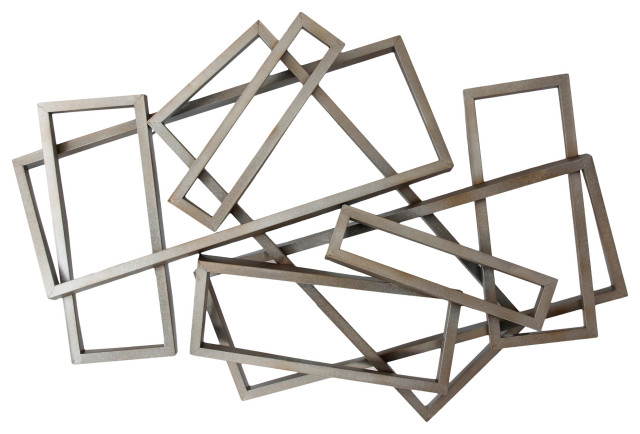 Metal Rectangles Wall Decor Contemporary Sculptures By Metal Rectangles Wall Decor