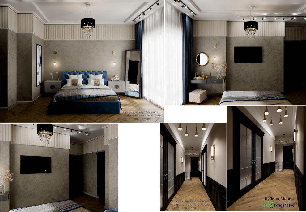 Дизайн двух уровневой квартиры в стиле Ар деко