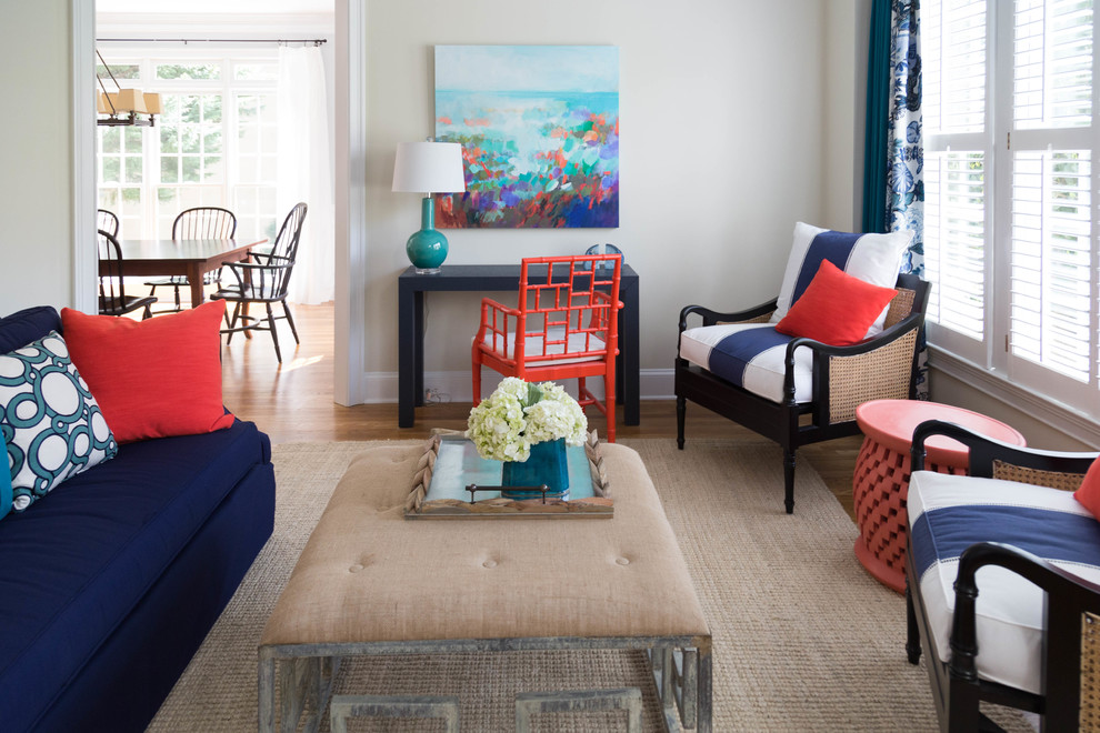 Inspiration for a small transitional formal and enclosed carpeted living room remodel in Atlanta with beige walls