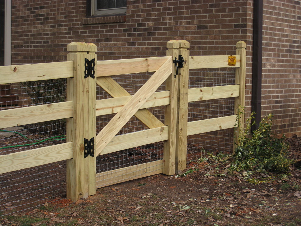 3 Rail "Post & Rail" style Wood Fence with 2x2 Wire Mesh Other by Piedmont Fence Inc. Houzz