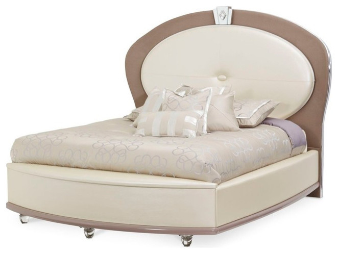 AICO Overture Bed, Creamy Pearl, Queen