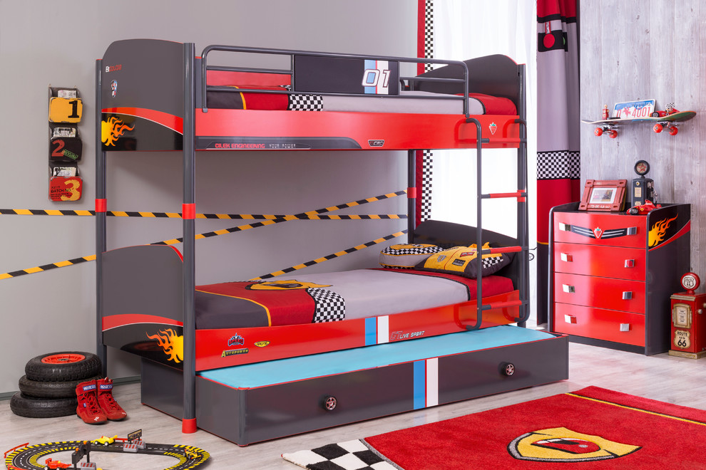 Inspiration for a small modern kids' bedroom for kids 4-10 years old and boys in Miami.