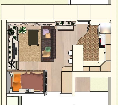 Дизайн- зонирование однокомнатной квартиры