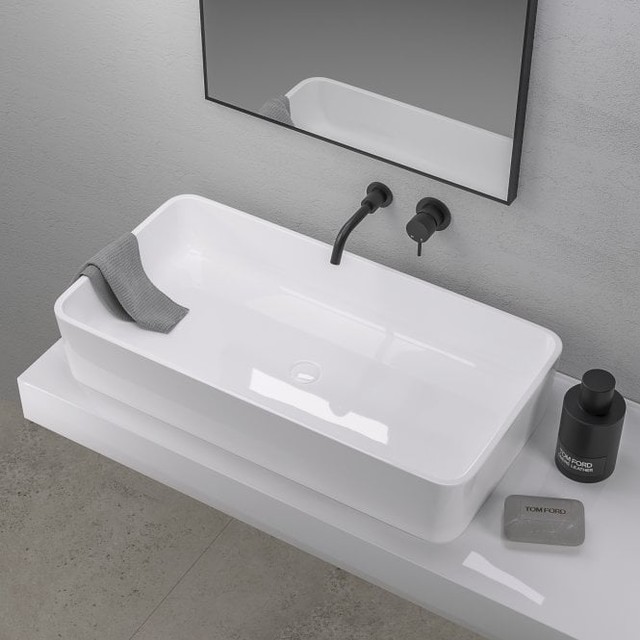 LUSSO STONE LAURO STONE RESIN SQUARE COUNTER TOP BASIN 800