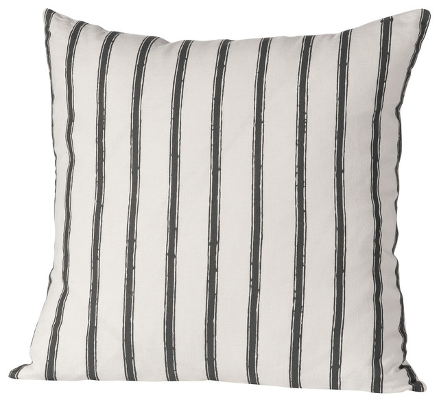 Alexandria Stripe Pillow, Oyster/Charcoal