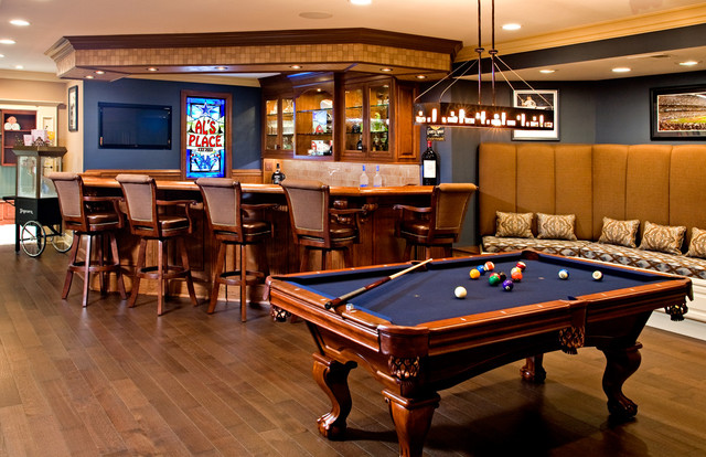 Bar With Built In Banquet Style Seating Pool Table