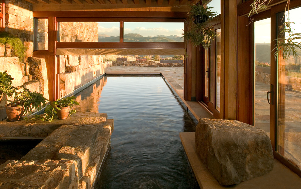 Design ideas for a country rectangular pool in Denver.