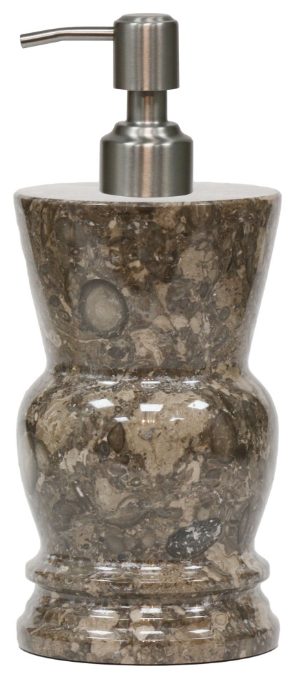 Polished Marble Bathroom Soap/Lotion Dispenser, Taupe Gray ...