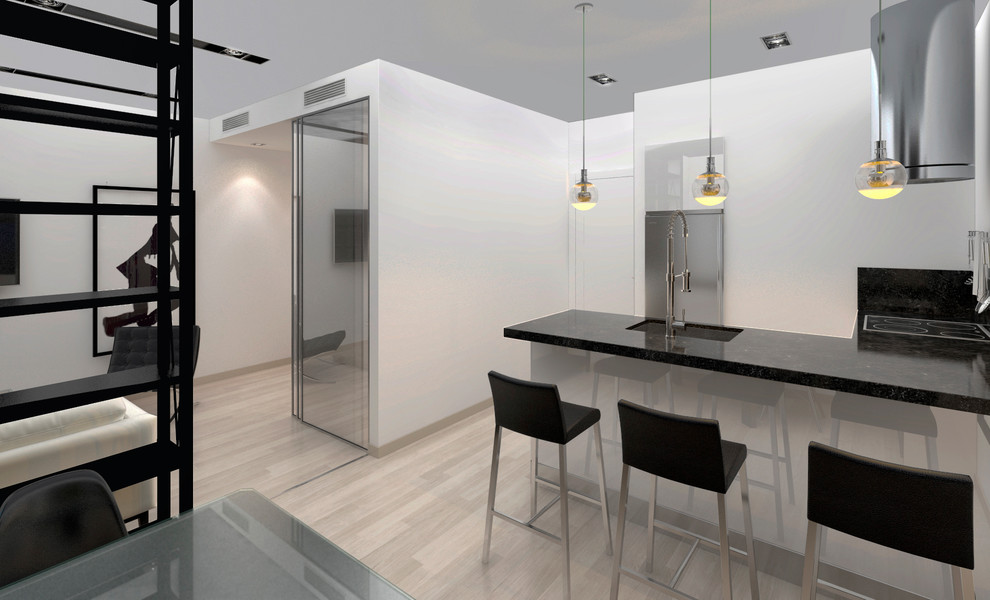 Дизайн апартаментов в стиле black&white. 2013 г. - по мотивам фильма "Американск