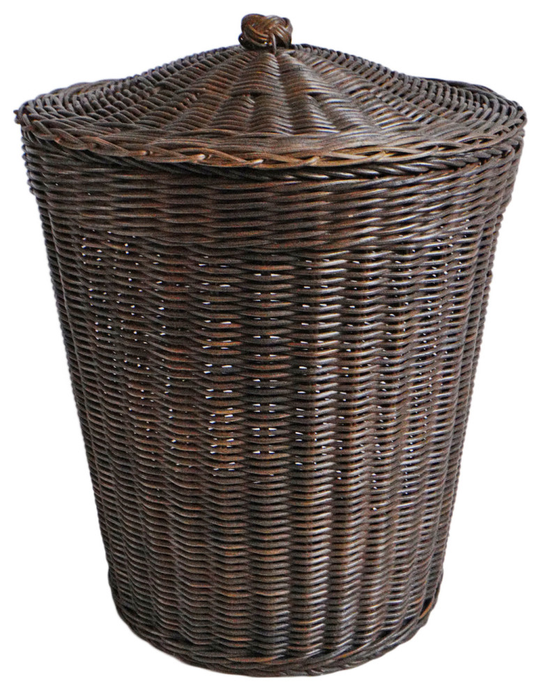 Rattan Tea Stain Basket WithLid Tropical Baskets by Design Mix