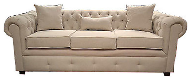 White Linen Chesterfield Sofa Traditional Sofas By Crafters White Linen Chesterfield Sofa
