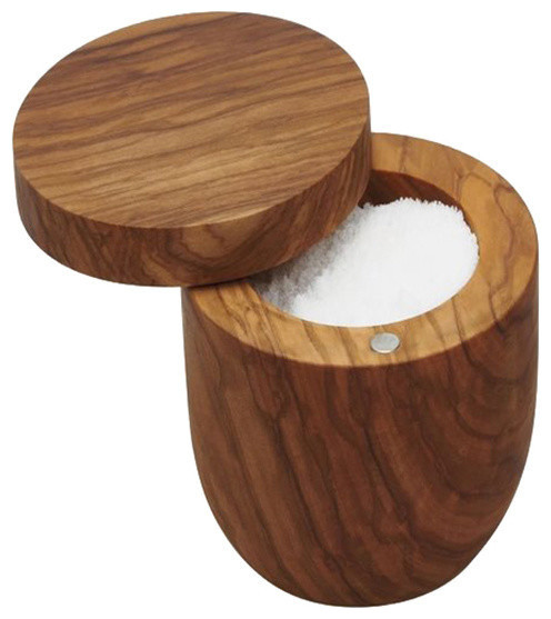 Olive Wood Salt Keeper Scandinavian And Pepper Shakers Olive Wood Salt Keeper