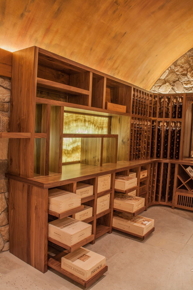 Inspiration for a contemporary wine cellar in Denver.
