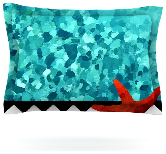 Oriana Cordero "Turquoise Ocean" Blue Aqua Pillow Sham, Cotton, 30"x20"