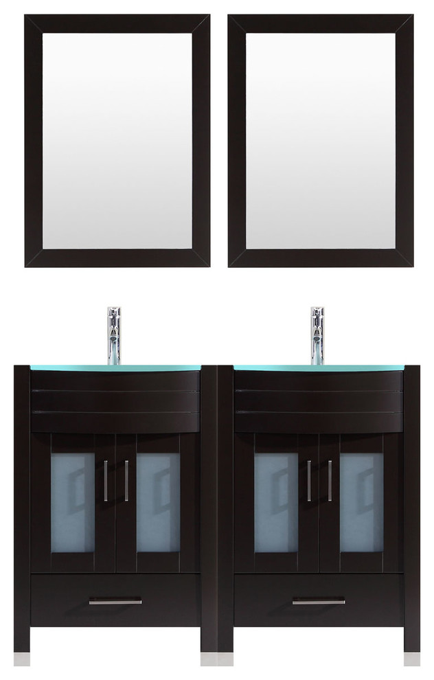 48" Black Vanity, 24" Double Sink Bases, LV3C1048B Contemporary