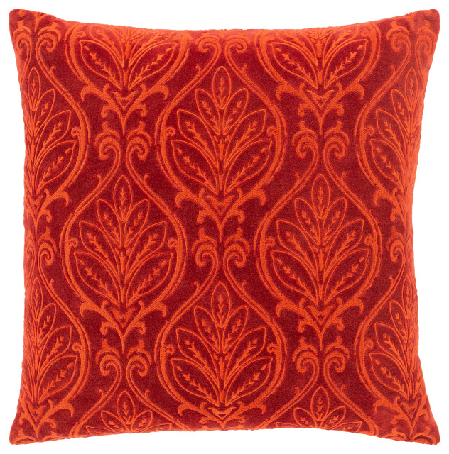 Toulouse Pillow, Dark Brown/Burnt Orange, 22"x22", Cover Only