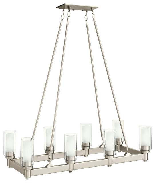 Linear Chandelier 8-Light, Brushed Nickel