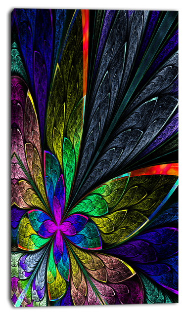 "Multi Color Fractal Flower Pattern" Large Canvas Print, 16"x32"