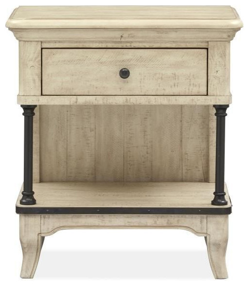 Magnussen Harlow Open Nightstand in Weathered Bisque Farmhouse
